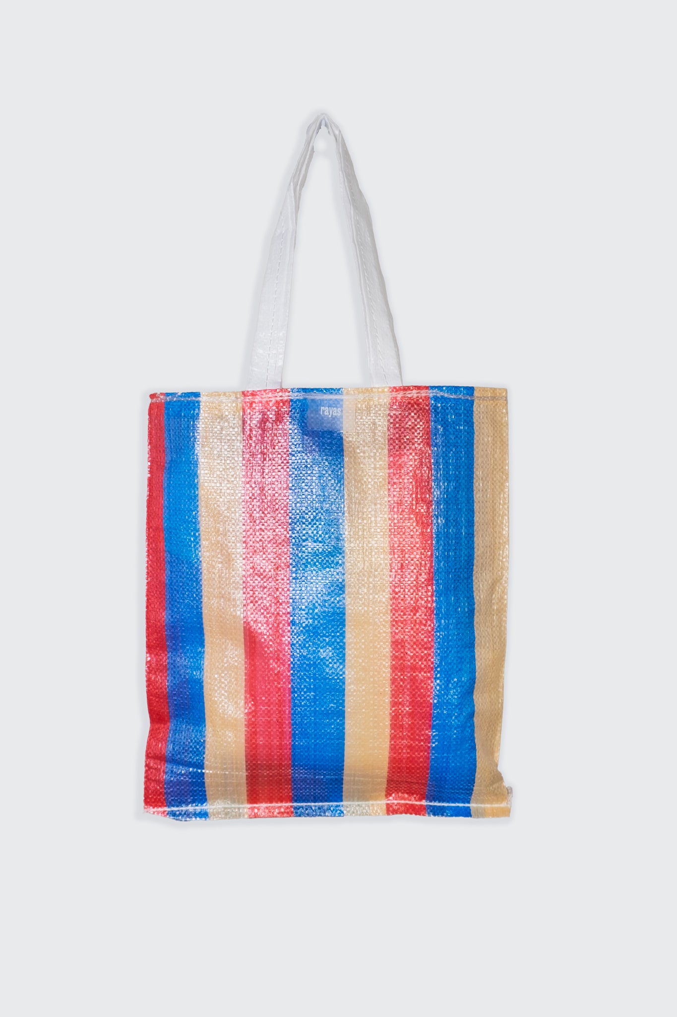 blue red striped tote bag market